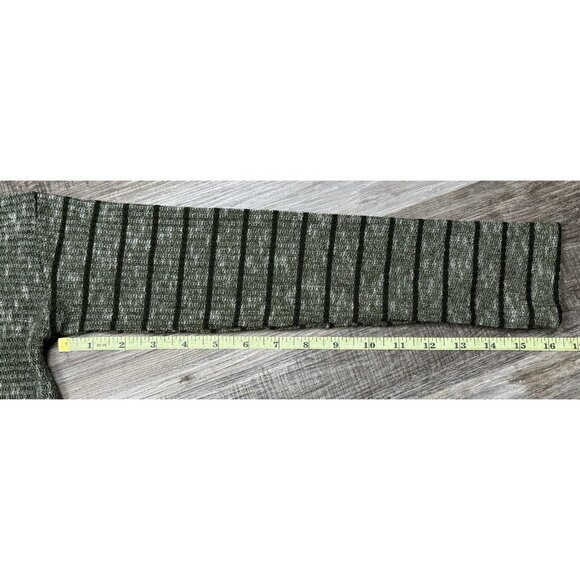 Staccato Womens  Green Black Striped Long-Sleeve Sweater Tunic Top Knit Large - Picture 12 of 15